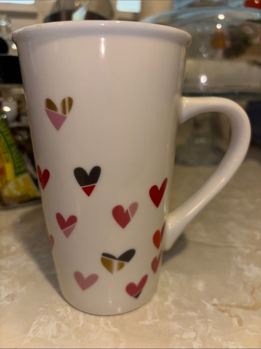 Starbucks tall mug multi color hearts